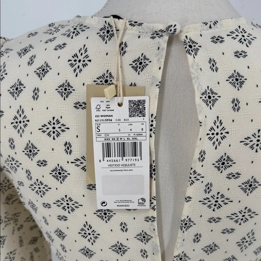 NWT MANGO Printed Ruched Dress SIZE 4 - Picture 7 of 10